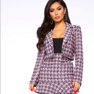 Get A Clue Cropped Blazer Jacket & Skirt combo